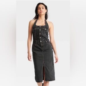 Universal Thread Black Denim Halter Dress